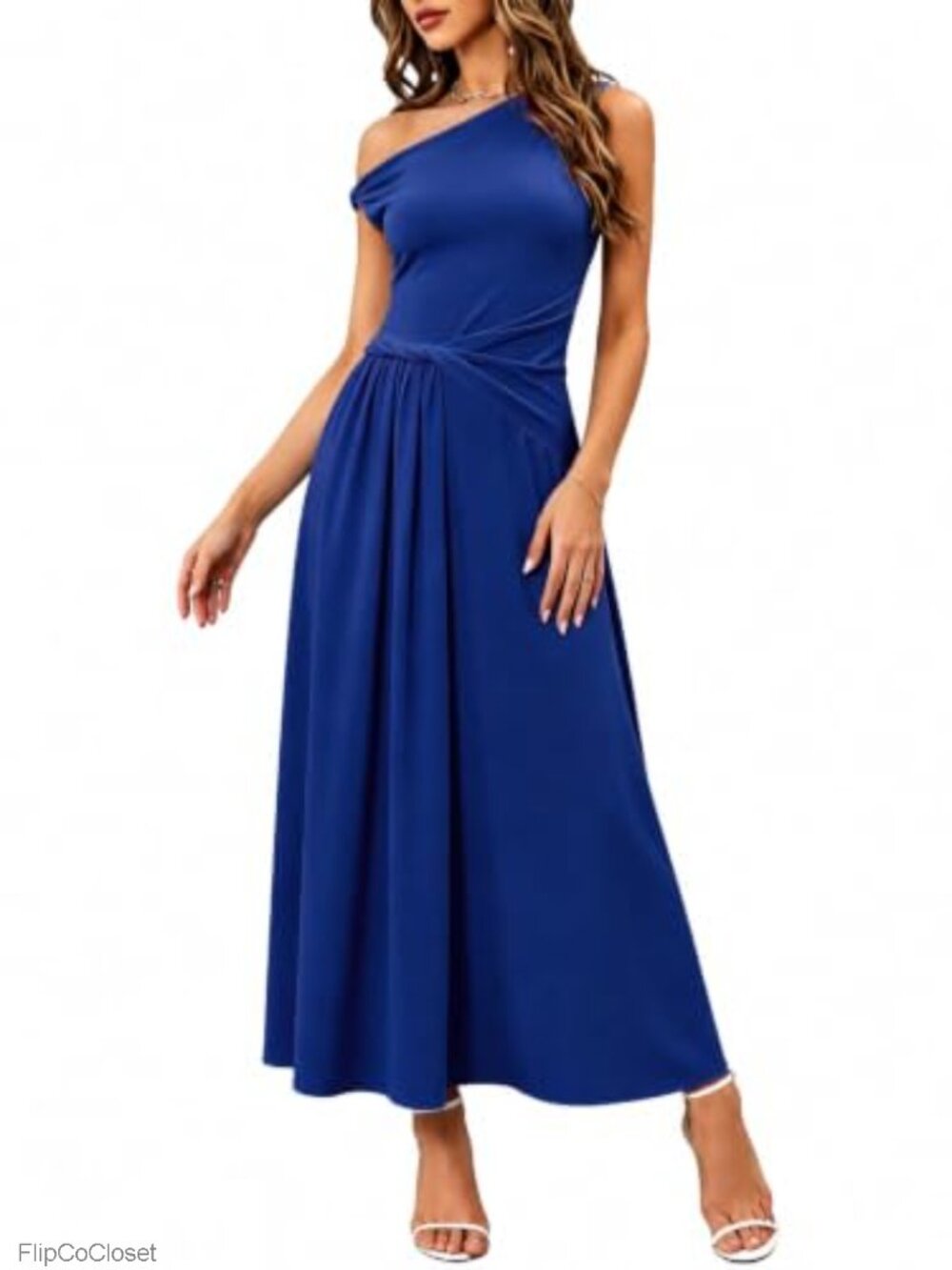 Bracelet Sleeve One Shoulder Maxi Dress Flowy Wedding Guest Vacation